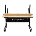 Versadesk 60 Foundry Bench Height Adjustable Standing Desk with Split Level Top & Wheels, Natural Bamboo Surface