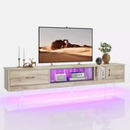 Bestier 80 TV Stand with Storage for TVs up to 85, LED High Glossy Entertainment Center with Drawer, TV Console Media Center with Open Shelves