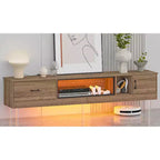 Meuble TV Bestier 80 avec rangements pour téléviseurs jusqu'à 85 pouces, meuble de divertissement LED laqué avec tiroir, console média TV avec étagères ouvertes