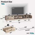 Meuble TV Bestier 80 avec rangements pour téléviseurs jusqu'à 85 pouces, meuble de divertissement LED laqué avec tiroir, console média TV avec étagères ouvertes