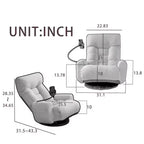 Chaise de jeu pivotante à 360°, chaise ergonomique réglable sur 5 niveaux avec sac de siège à ressort intégré, chaise de sol avec support de téléphone, fauteuil paresseux, bascule de jeu