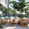 Ensemble de patio extérieur en teck 6 pièces Carlsbad