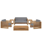 Ensemble de patio extérieur en teck 6 pièces Carlsbad