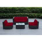 Ohana Outdoor Patio Ensemble Sectionnel 5 Pièces en Osier Noir avec Coussins - Aucun Assemblage Nécessaire