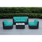 Ohana Outdoor Patio Ensemble Sectionnel 5 Pièces en Osier Noir avec Coussins - Aucun Assemblage Nécessaire