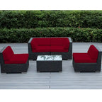 Ohana Outdoor Patio Ensemble Sectionnel 5 Pièces en Osier Noir avec Coussins - Aucun Assemblage Nécessaire