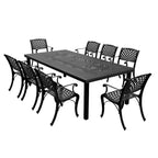 Ensemble de salle à manger d'extérieur moderne en aluminium à treillis maillé de 241 cm avec huit fauteuils - N/A