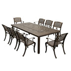 Ensemble de salle à manger d'extérieur moderne en aluminium à treillis maillé de 241 cm avec huit fauteuils - N/A