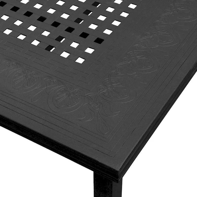 Ensemble de salle à manger d'extérieur moderne en aluminium à treillis maillé de 241 cm avec huit fauteuils - N/A