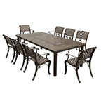 Ensemble de salle à manger d'extérieur moderne en aluminium à treillis maillé de 241 cm avec huit fauteuils - N/A