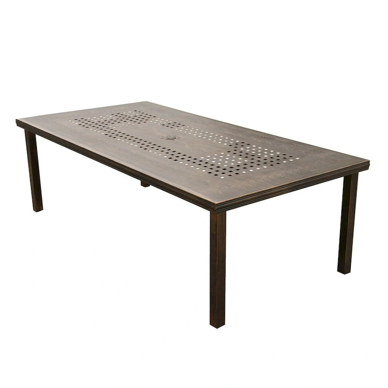 Ensemble de salle à manger d'extérieur moderne en aluminium à treillis maillé de 241 cm avec huit fauteuils - N/A