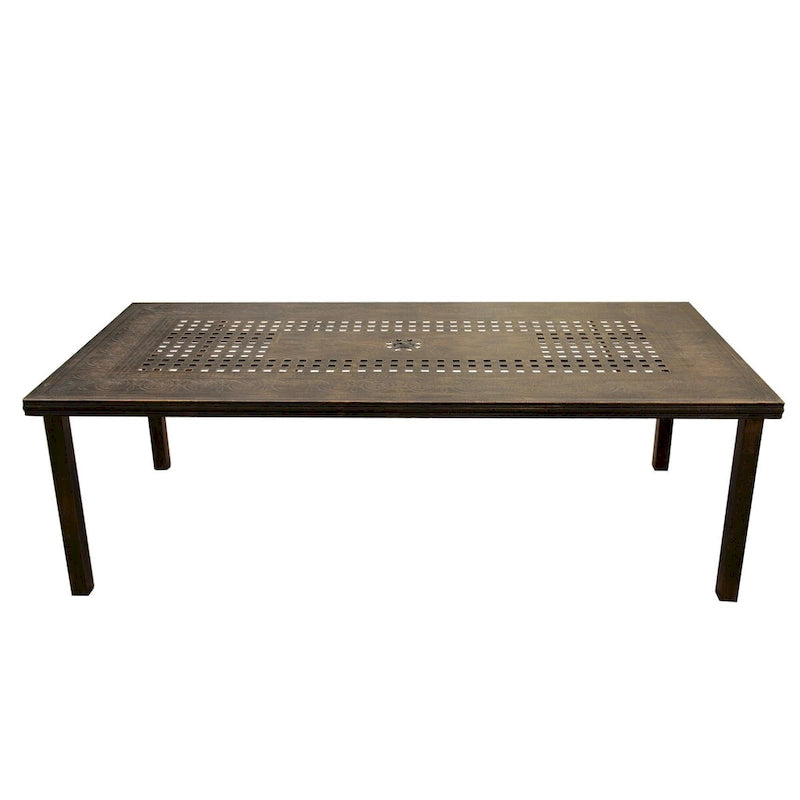 Ensemble de salle à manger d'extérieur moderne en aluminium à treillis maillé de 241 cm avec huit fauteuils - N/A