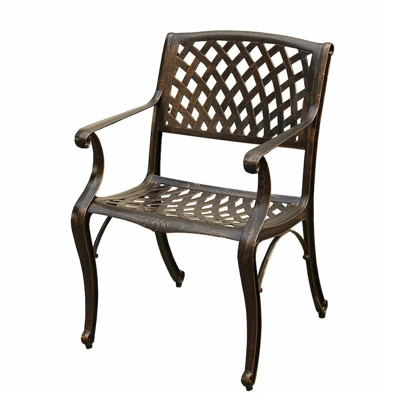 Ensemble de salle à manger d'extérieur moderne en aluminium à treillis maillé de 241 cm avec huit fauteuils - N/A