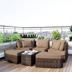 Ensemble de canapé d'extérieur rond de 6 pièces pour conversation de patio