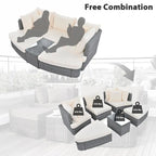 Ensemble de canapé d'extérieur rond de 6 pièces pour conversation de patio