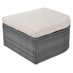 Bain de soleil d'extérieur en osier gris avec coussins et auvent rétractable