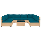 Ensemble de 9 meubles de jardin en osier UPHA avec coussins