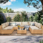 UPHA 9-Piece Outdoor Wicker Furniture Sectional Seating Set with Cushions