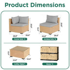 Ensemble de 9 meubles de jardin en osier UPHA avec coussins