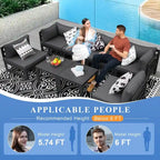 FINCATI Salon de jardin en aluminium, ensemble de conversation d'extérieur avec table – 8 pièces