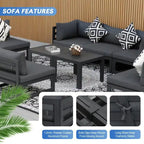 FINCATI Salon de jardin en aluminium, ensemble de conversation d'extérieur avec table – 8 pièces