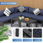 FINCATI Salon de jardin en aluminium, ensemble de conversation d'extérieur avec table – 8 pièces
