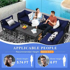 FINCATI Salon de jardin en aluminium, ensemble de conversation d'extérieur avec table – 8 pièces