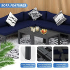 FINCATI Salon de jardin en aluminium, ensemble de conversation d'extérieur avec table – 8 pièces