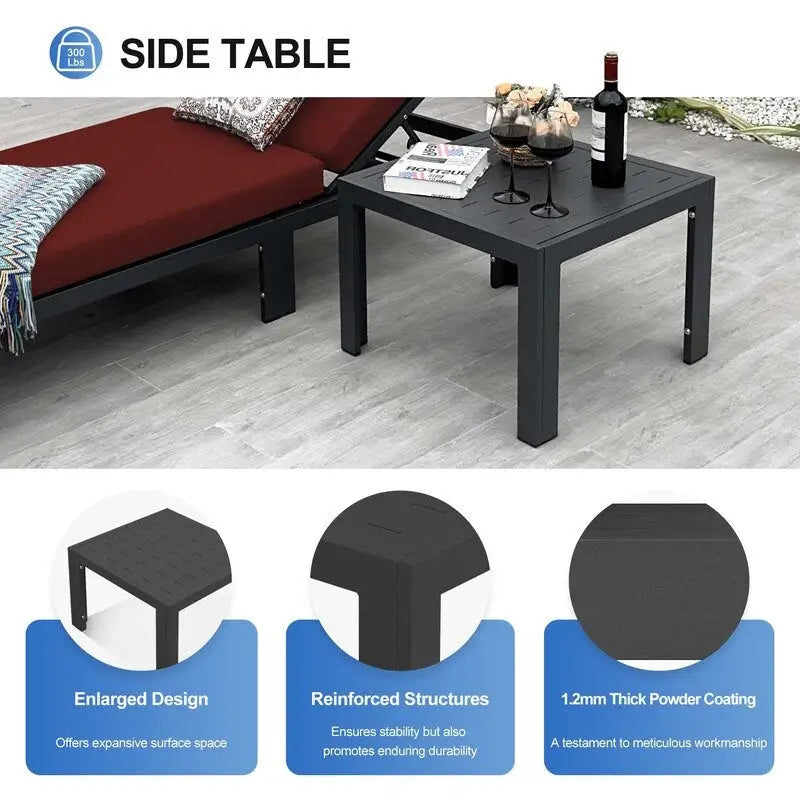 FINCATI Salon de jardin en aluminium, ensemble de conversation d'extérieur avec table – 8 pièces