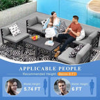 FINCATI Salon de jardin en aluminium, ensemble de conversation d'extérieur avec table – 8 pièces