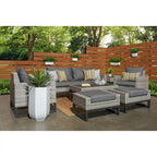Ensemble de salon de jardin profond 7 pièces Milo Gray Sunbrella avec table