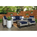 Ensemble de salon de jardin profond 7 pièces Milo Gray Sunbrella avec table