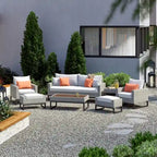 Ensemble de salon de jardin profond 7 pièces Milo Gray Sunbrella avec table