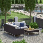 Milo Espresso 4 Piece Sunbrella Outdoor Patio Sectional with Table