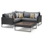 Sectionnel d'extérieur 4 pièces Milo Espresso Sunbrella avec table pour patio