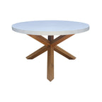 Ensemble de meubles de patio en teck 7 pièces d'extérieur avec une table ronde et 6 chaises