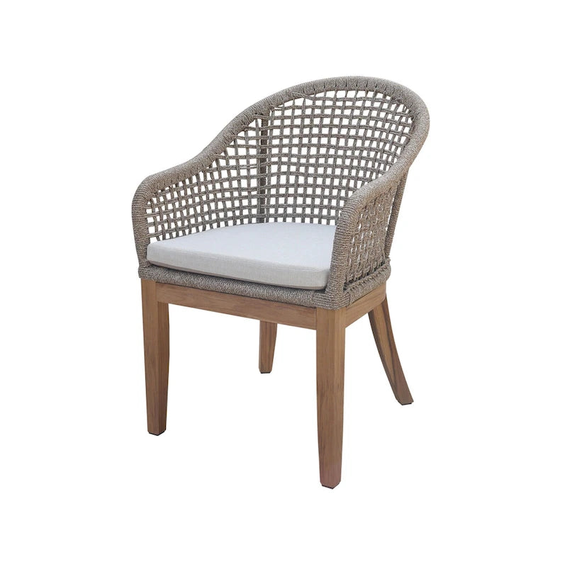 Ensemble de meubles de patio en teck 7 pièces d'extérieur avec une table ronde et 6 chaises