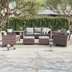 Ensemble de canapé d'extérieur modulable LIVOOSUN 8 pièces avec fauteuil à bascule pivotant, en osier marron et pouf