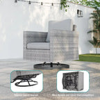 Ensemble de canapé d'extérieur modulable LIVOOSUN 8 pièces avec fauteuil à bascule pivotant, en osier marron et pouf
