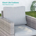 Ensemble de canapé d'extérieur modulable LIVOOSUN 8 pièces avec fauteuil à bascule pivotant, en osier marron et pouf
