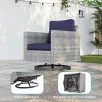 Ensemble de canapé d'extérieur modulable LIVOOSUN 8 pièces avec fauteuil à bascule pivotant, en osier marron et pouf