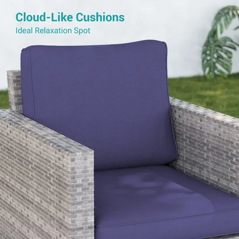 Ensemble de canapé d'extérieur modulable LIVOOSUN 8 pièces avec fauteuil à bascule pivotant, en osier marron et pouf
