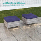 Ensemble de canapé d'extérieur modulable LIVOOSUN 8 pièces avec fauteuil à bascule pivotant, en osier marron et pouf