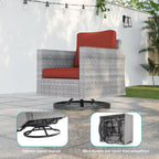 Ensemble de canapé d'extérieur modulable LIVOOSUN 8 pièces avec fauteuil à bascule pivotant, en osier marron et pouf