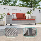 Ensemble de canapé d'extérieur modulable LIVOOSUN 8 pièces avec fauteuil à bascule pivotant, en osier marron et pouf
