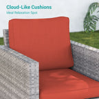 Ensemble de canapé d'extérieur modulable LIVOOSUN 8 pièces avec fauteuil à bascule pivotant, en osier marron et pouf