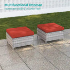 Ensemble de canapé d'extérieur modulable LIVOOSUN 8 pièces avec fauteuil à bascule pivotant, en osier marron et pouf