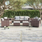 Ensemble de canapé d'extérieur modulable LIVOOSUN 8 pièces avec fauteuil à bascule pivotant, en osier marron et pouf