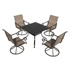 Ensemble de salle à manger d'extérieur 5 pièces avec table et chaises pivotantes