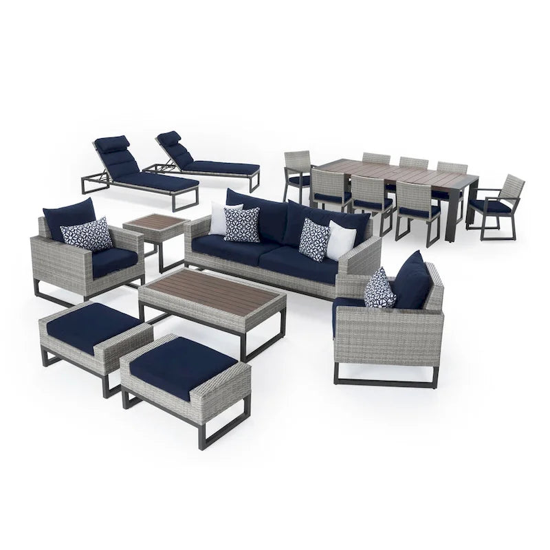 Ensemble de patio Milo Grey Sunbrella 18 pièces